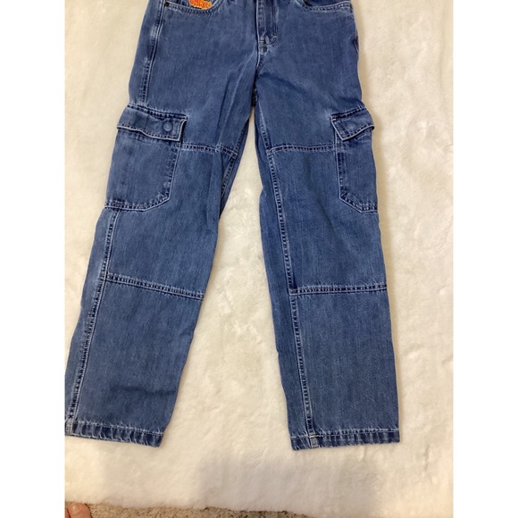 CMR JRG Kids Blue Denim Cargo Pants Size 26 Double Knee Streetwear - Picture 3 of 5